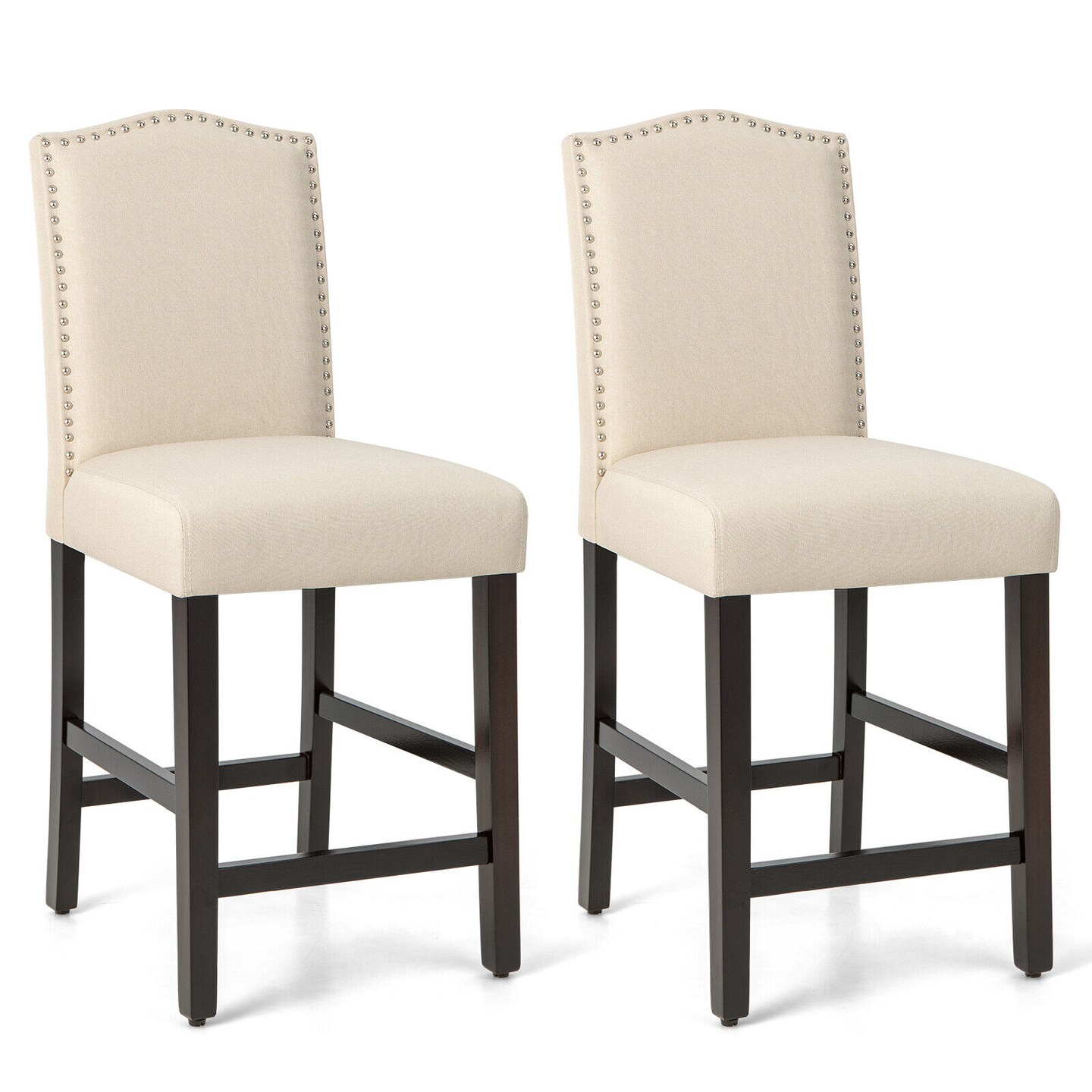 Fabric Nail Head Counter Height Dining Side Chairs Set of 2