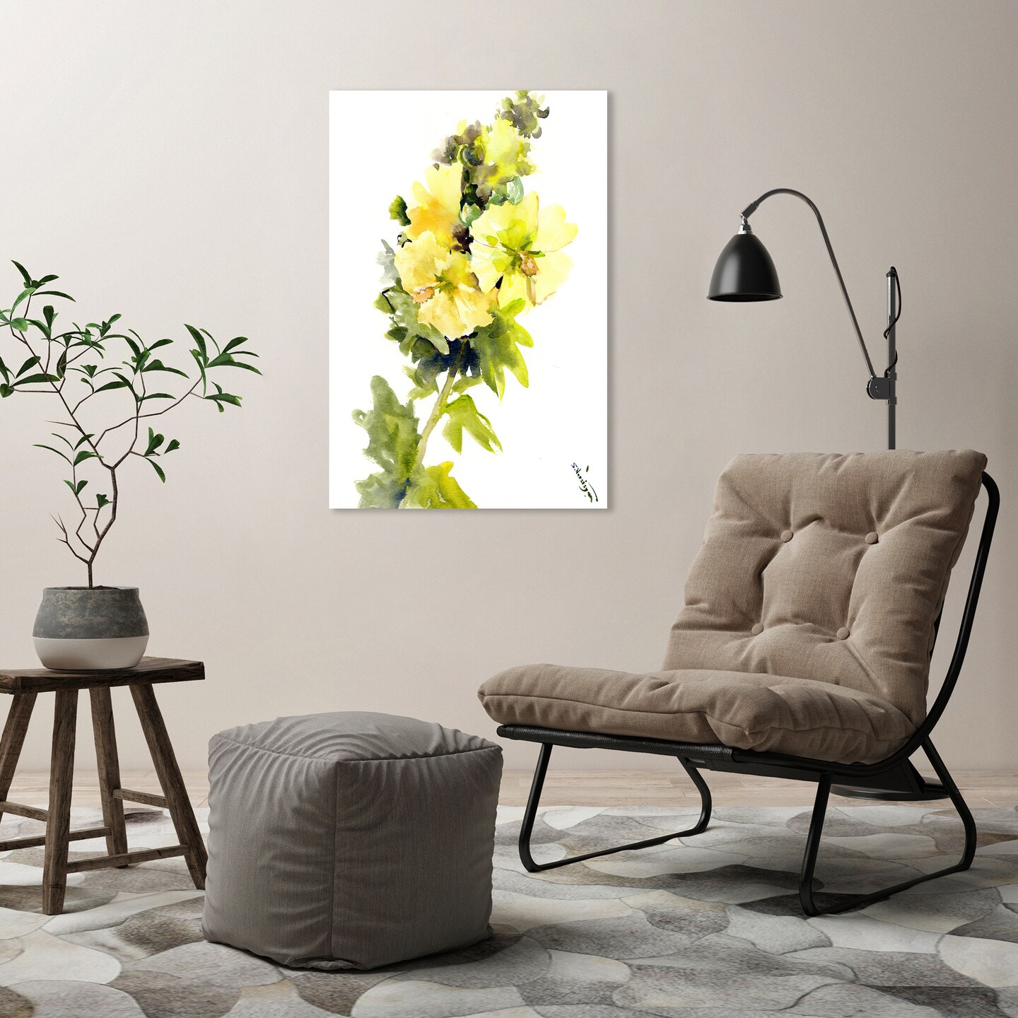 Hollyhock Flowers  by Suren Nersisyan  Gallery Wrapped Canvas - Americanflat