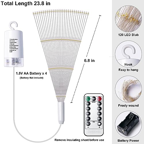 4 Pack Starburst Lights 120 LED 8 Mode Battery Operated Chandelier Star Lights with Remote, Hanging Christmas Decorations Indoor