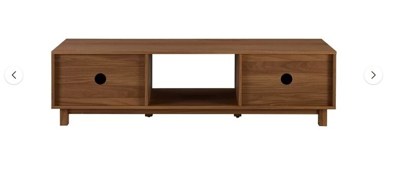 Mocha 2-Door Mid-Century Modern Reeded TV Stand for TVs up to 65&#x22;