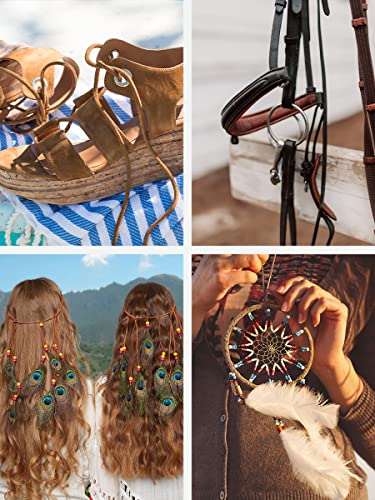 2mm, Black Mandala Crafts Round Cowhide Genuine Leather String Cord, Natural Rawhide Rope for Jewelry Making, Kumihimo Braiding, Shoelaces