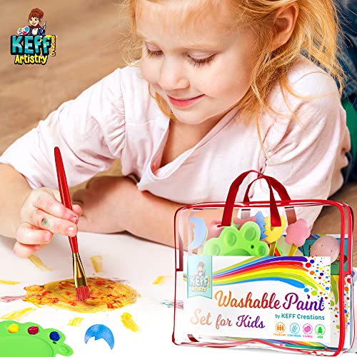 Kids Paint Washable Paint For Kids - Finger Paint Kids Painting Kit |  Toddler Painting Set with Toddler Paint Brushes, and Finger Paint Paper Pad