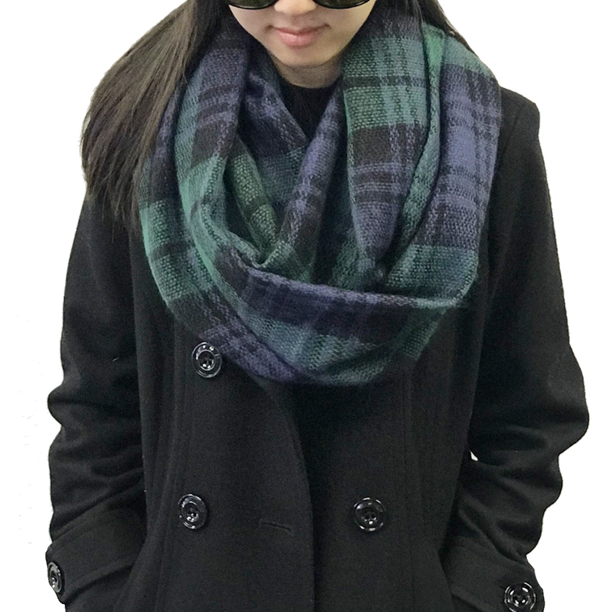Wrapables Plaid Print Winter Infinity Scarf and Beanie Hat Set