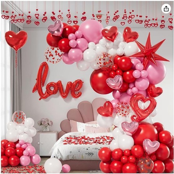 Valentines Day Love Ballons, 40 Inch Large Pink Love Foil Balloons