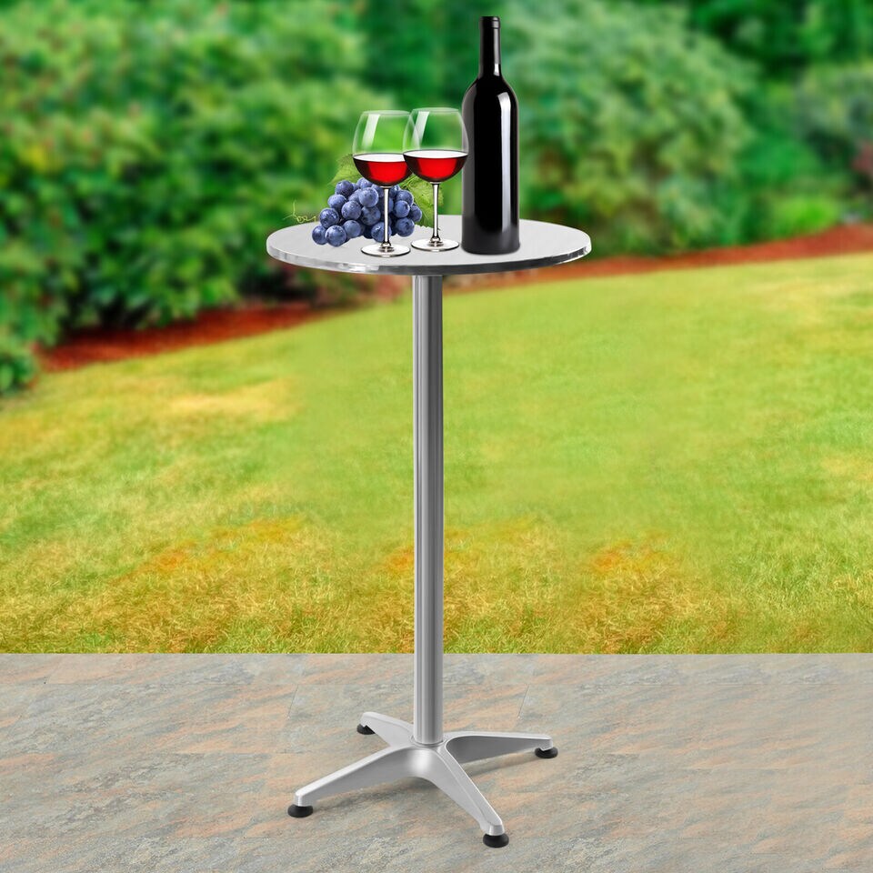 Kitcheniva Round Pub Table Cocktail Bar Metal Base Tall Adjustable Height