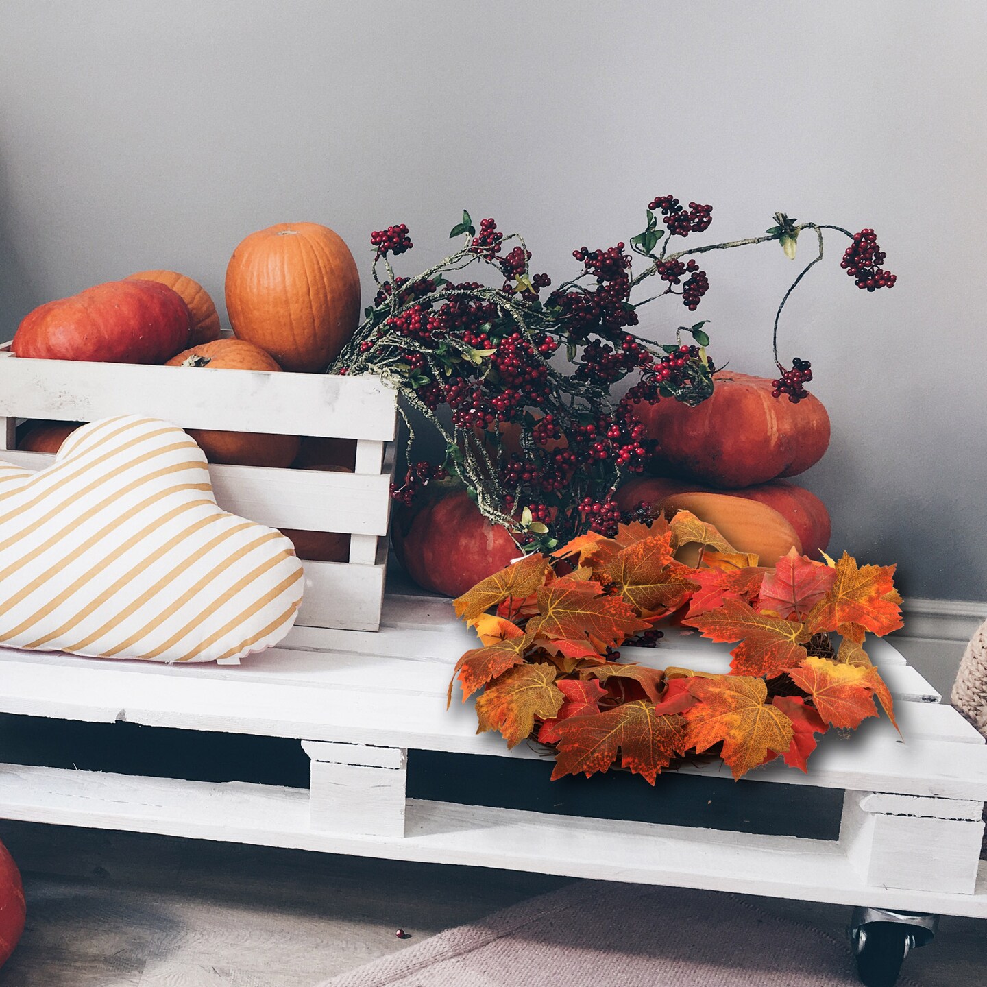 16" Multi-Colored Maple Leaf Wreath by Floral Home®, Floral Home by Artificial Flowers