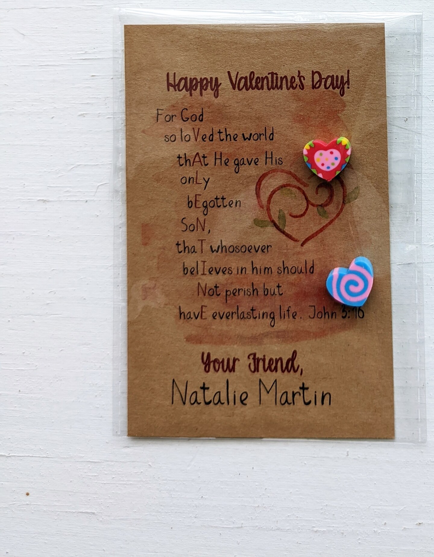 Personalized Bible Verse Valentines For Kids, Printed Custom
