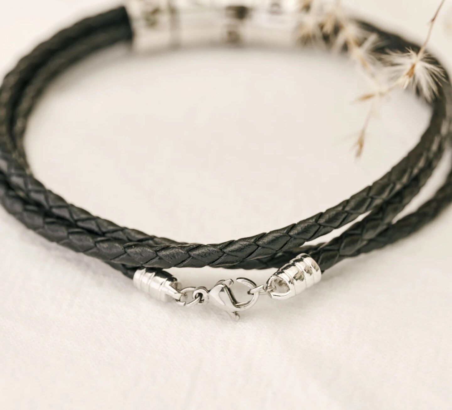 Personalised Men's Leather Engraved Beads Bracelet with Three Names – IfShe  UK