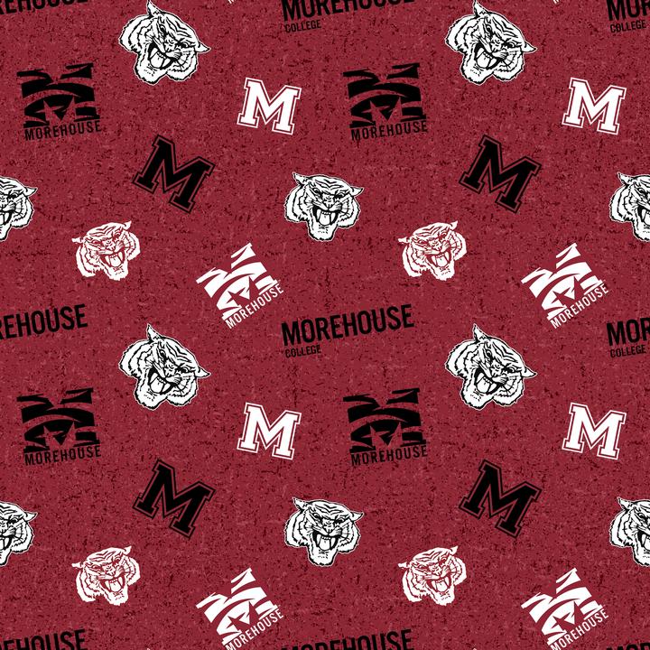 Sykel Enterprises-Morehouse College Cotton Fabric-Morehouse Maroon Tigers Tone On Tone Cotton Quilting Fabric