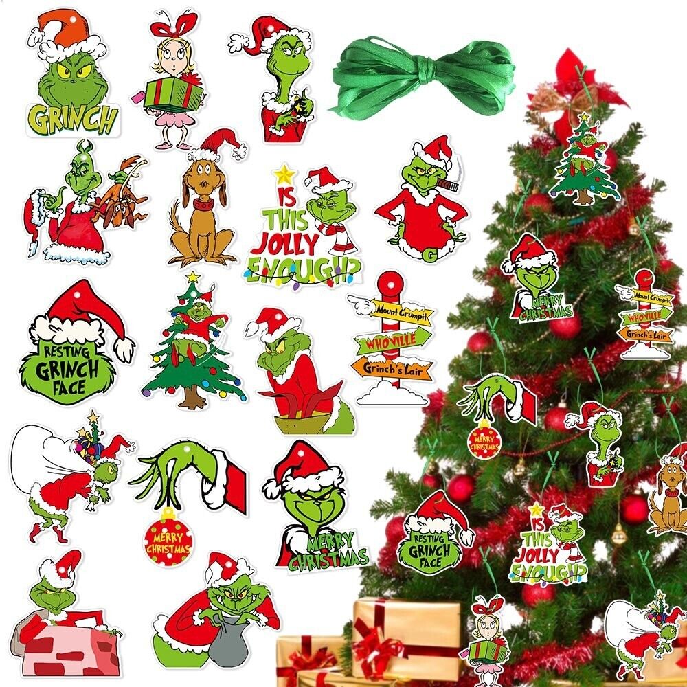 Decorative Christmas Grinch Hanging Ornaments 32 pcs