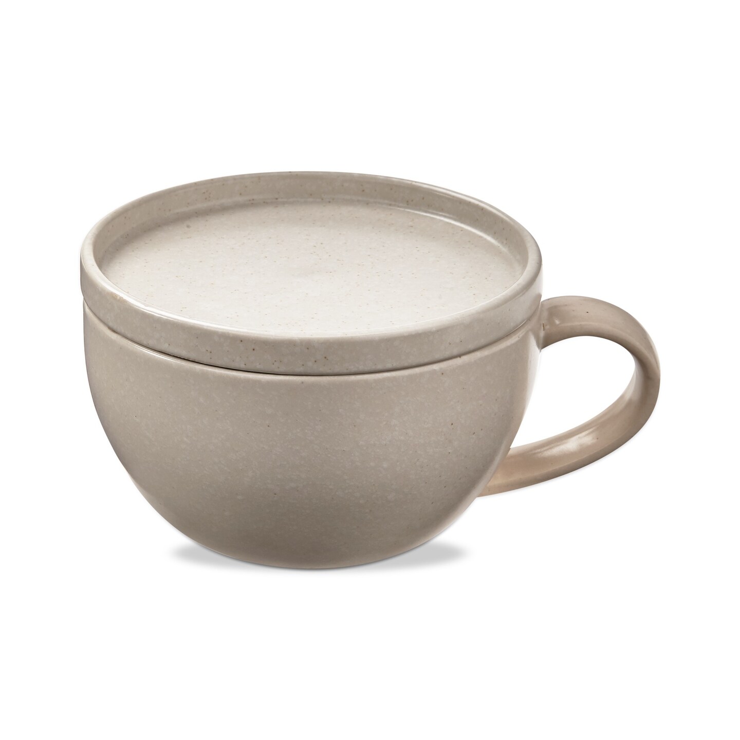 Logan Collection Stoneware Soup Mug with Lid Cream Beige 24 oz., Color:  Beige, Count: 1 | Michaels