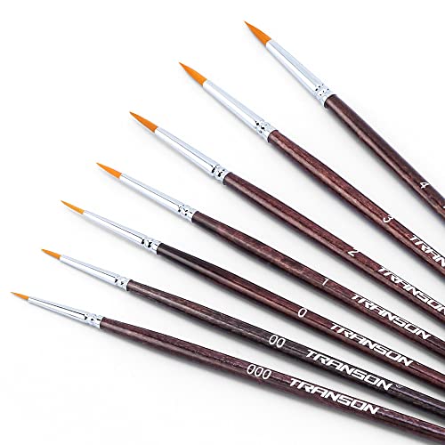 7 Pcs Detail Model Paint Brushes for Acrylic, Gouache, Oil, Tempera and Face Painting