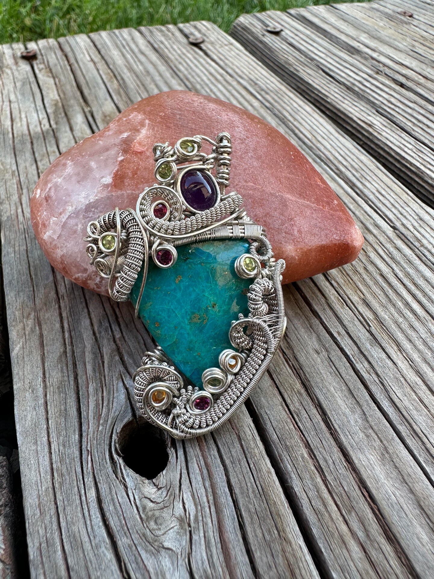 Chrysocolla Wire store Wrap Pendant