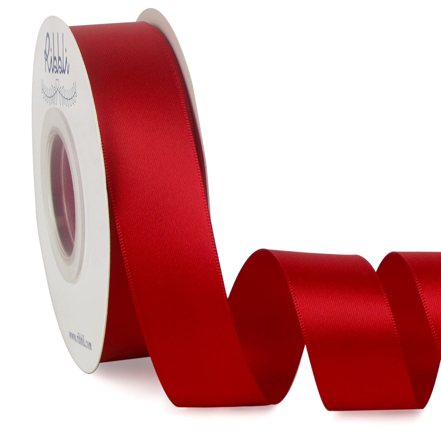 Ribbli Double Faced Red Satin Ribbon,1” x Continuous 25 Yards,Fabric Ribbon  Use for Bows Bouquet,Christmas Gift Wrapping,Floral Arrangement