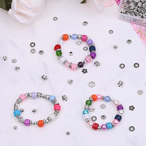 900 Pieces Metal Spacer Beads for Making Bracelet, Necklace, Jewelry Making and Findings Accessories, Silver