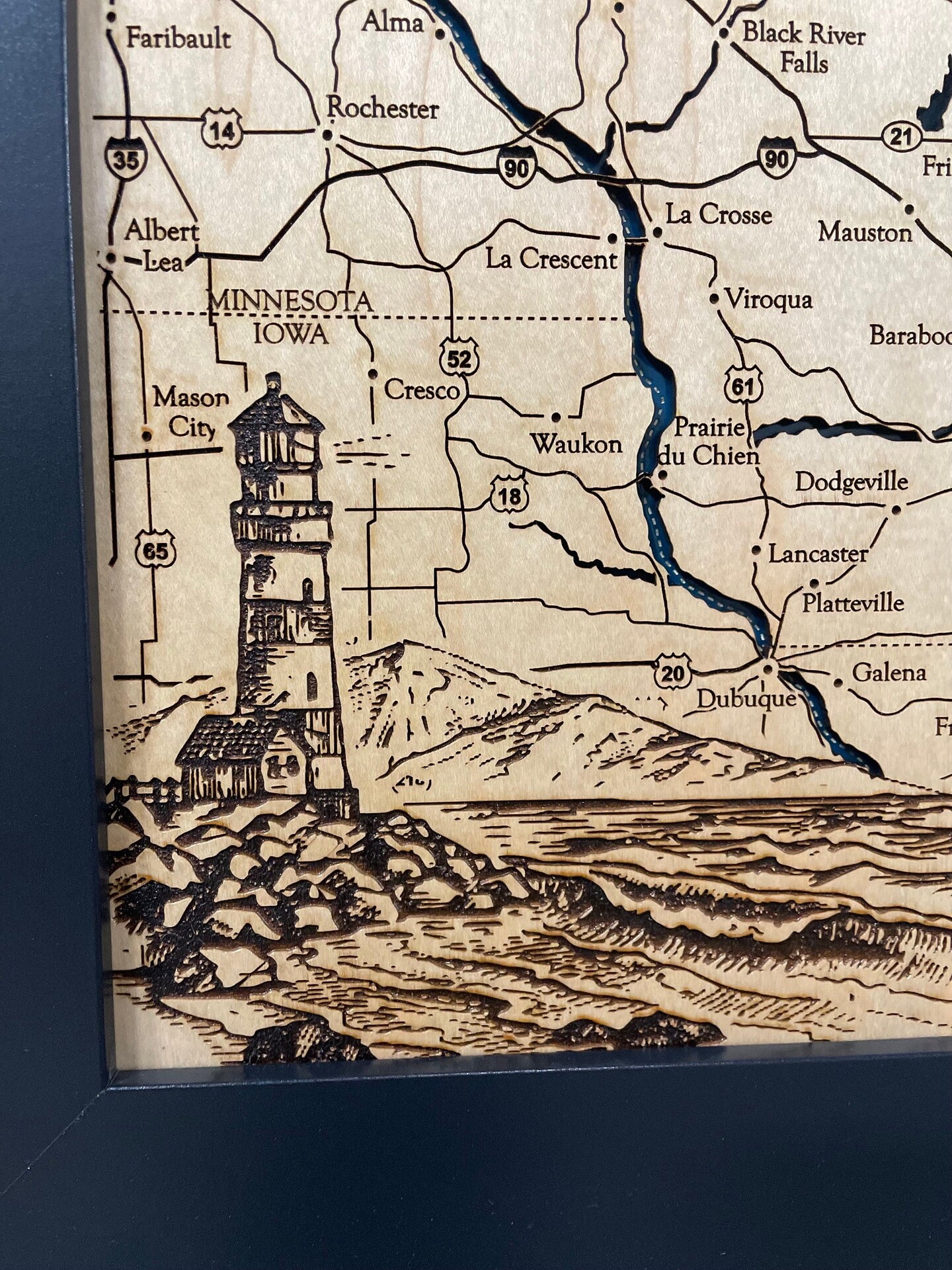 Great Lakes Map with Nautical Graphics, 3D Lake Map, Custom Lake Map, Custom Lake Art, Lake Michigan Map, Lake Superior Map, Lake Decor product 2