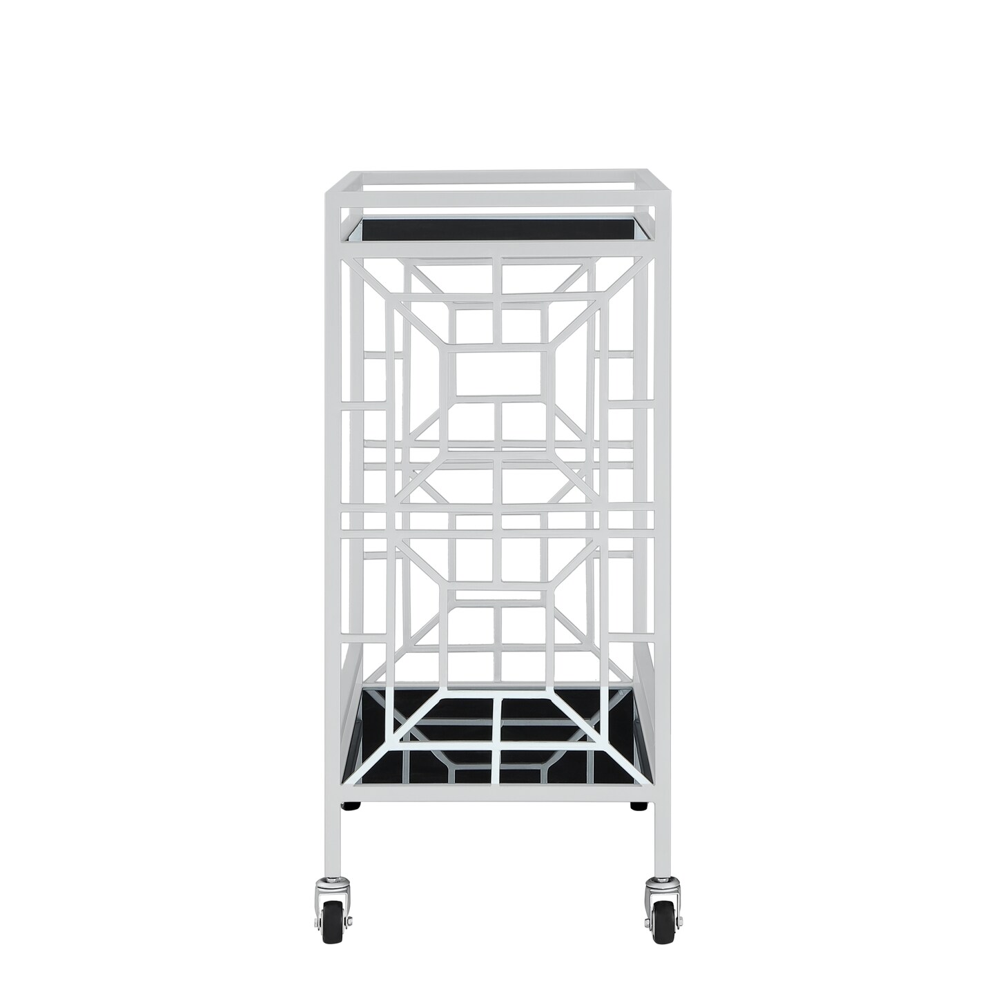 Mimi Glass Shelf Caster Leg Metal Bar/Serving Cart