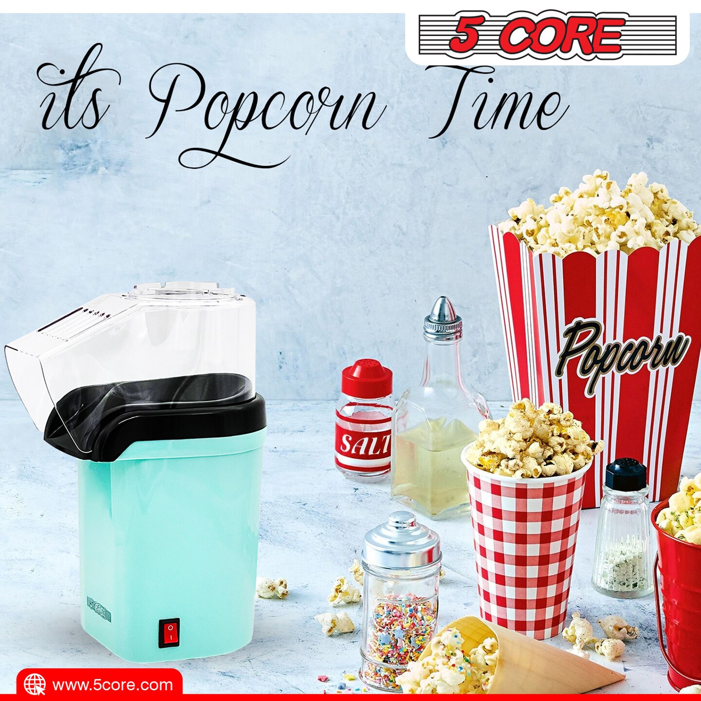Popcorn Machine Hot Air Electric Popper Kernel Corn Maker Bpa Free No Oil