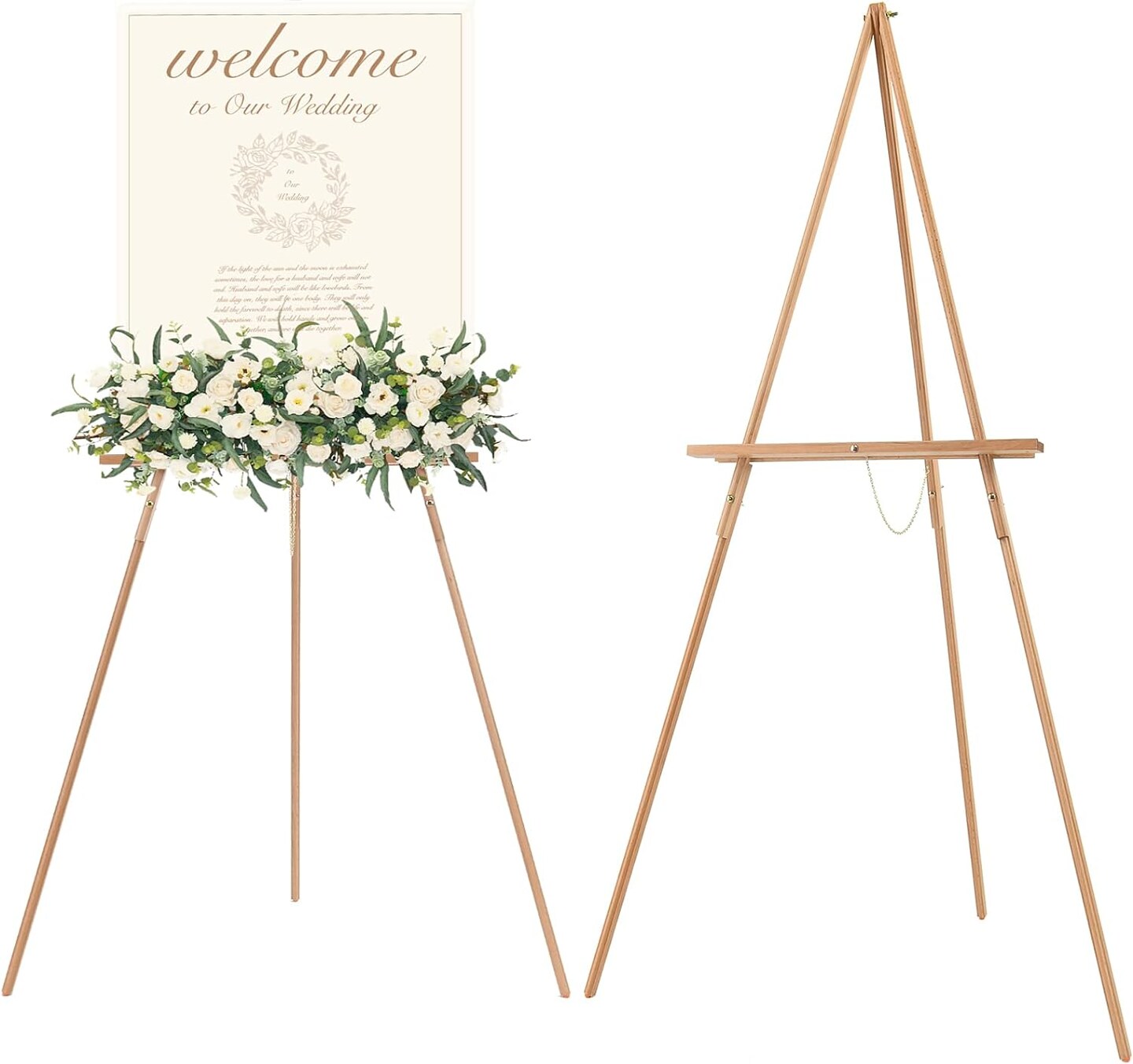 MEEDEN Wedding Easel for Display, Wooden Easel Stand for Wedding Sign, Lightweight Tripod for Posters, Pictures, Painting