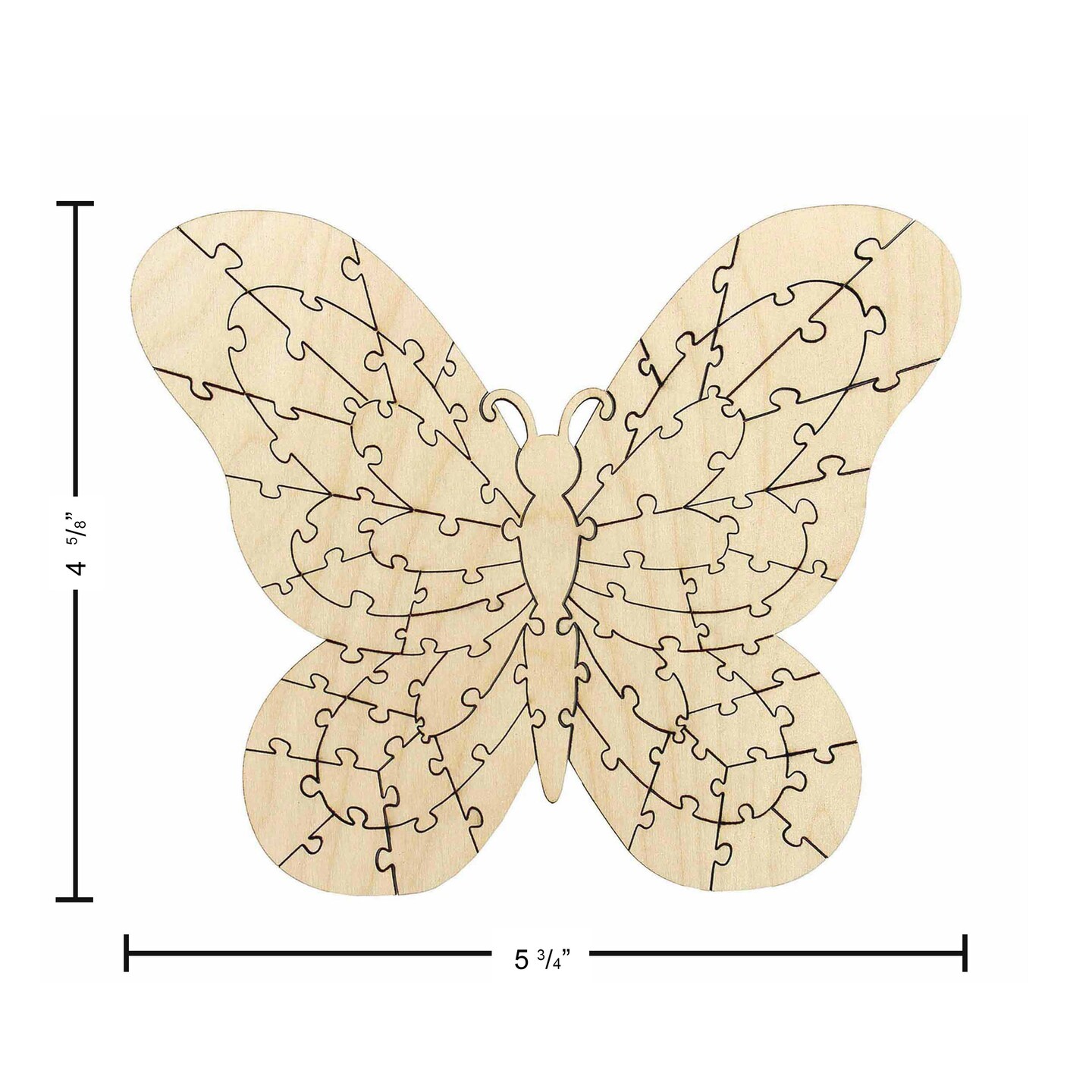 Leisure Arts Wood Puzzle Small Butterfly 59 Pieces 5.63"X 4.75" Blank Puzzles, Make Your Own Puzzle, Blank Puzzle Pieces Wooden Puzzles Diy Jigsaw Puzzles, Puzzles To Draw On