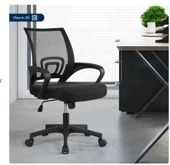 Black Mesh Swivel Office Chair with Armrests and Mid Back Adjustment