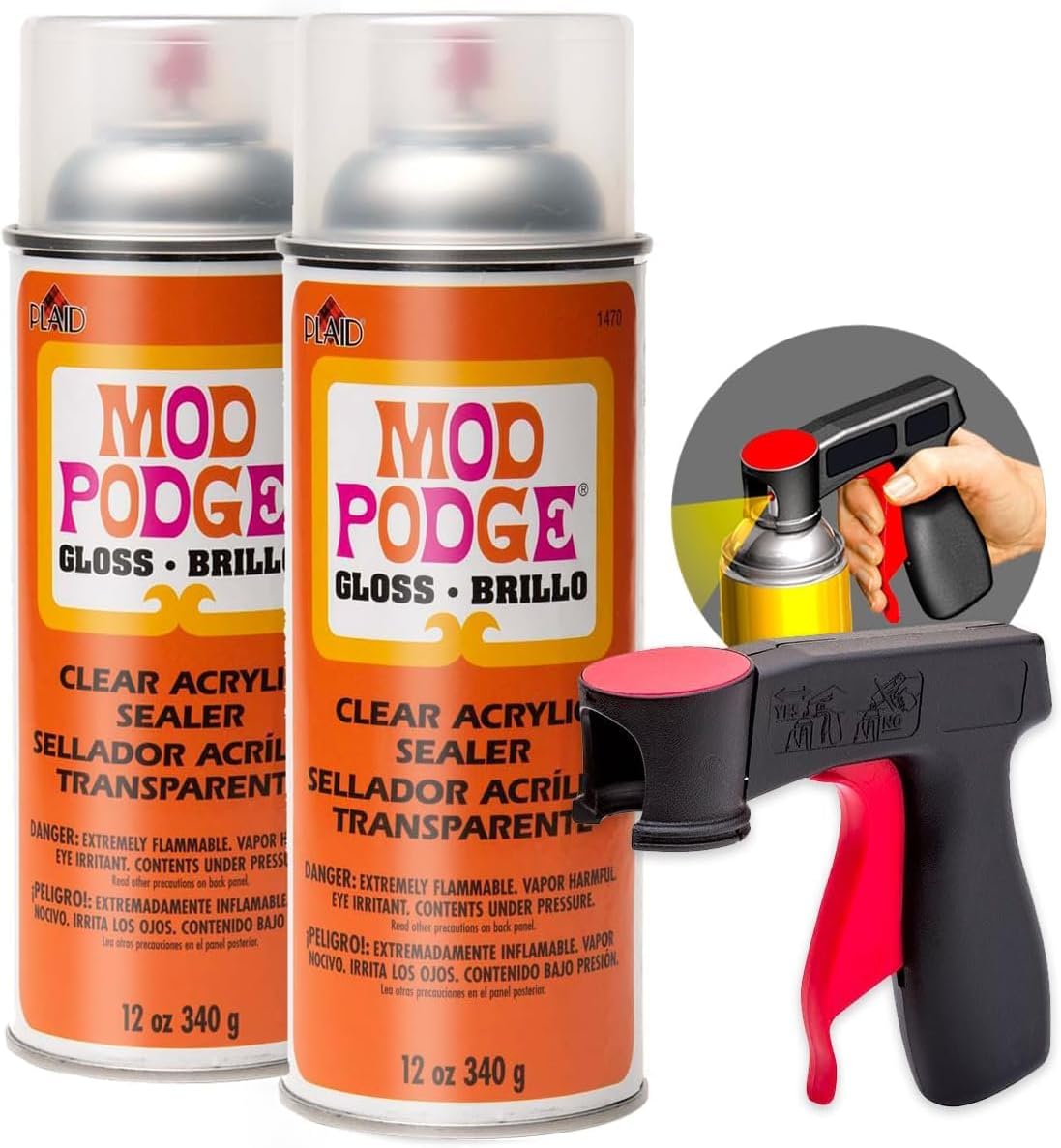 Mod Podge Spray Acrylic Sealer Glossy 2-Pack, Clear Coating Matte Paint Sealer Spray, Spray Can Sprayer Handle