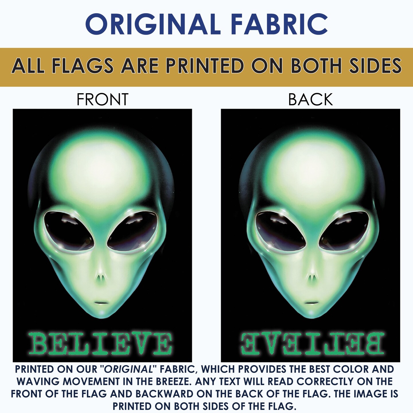 Believe Alien Decorative Ufo Flag