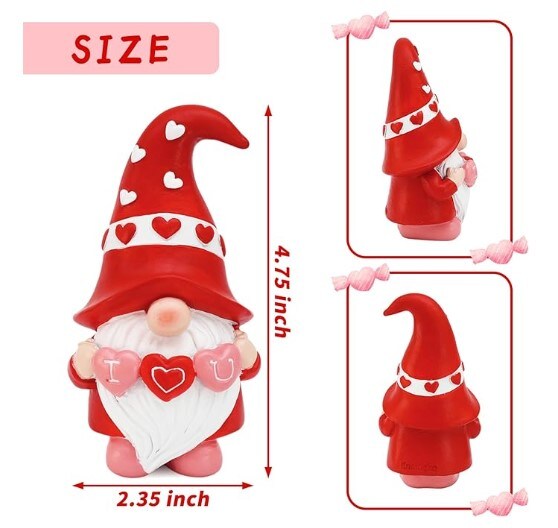 Decorations for Valentine&#x27;s Day Gnomes Resin Valentines Gnomes Gift for Her - Tiered Tray Decor for Valentines Day - Pink Love Valentine Mantle, Table Shelf Display