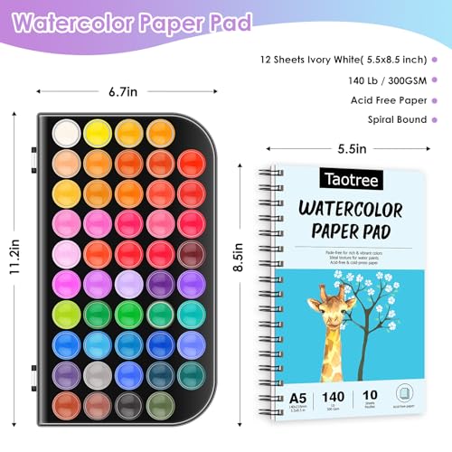 48 Colors Watercolors Painting Kit Washable Water Colors with 10 Paint Brushes, Brush Pen, Palette, Drawing Pad, Arts and Crafts Painting Supplies Art Set for Kids Adults Artist