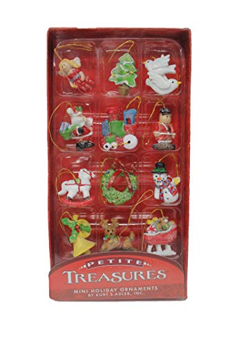 Kurt Adler 12-Piece Resin Petite Treasures Ornament Set, Mini for Christmas