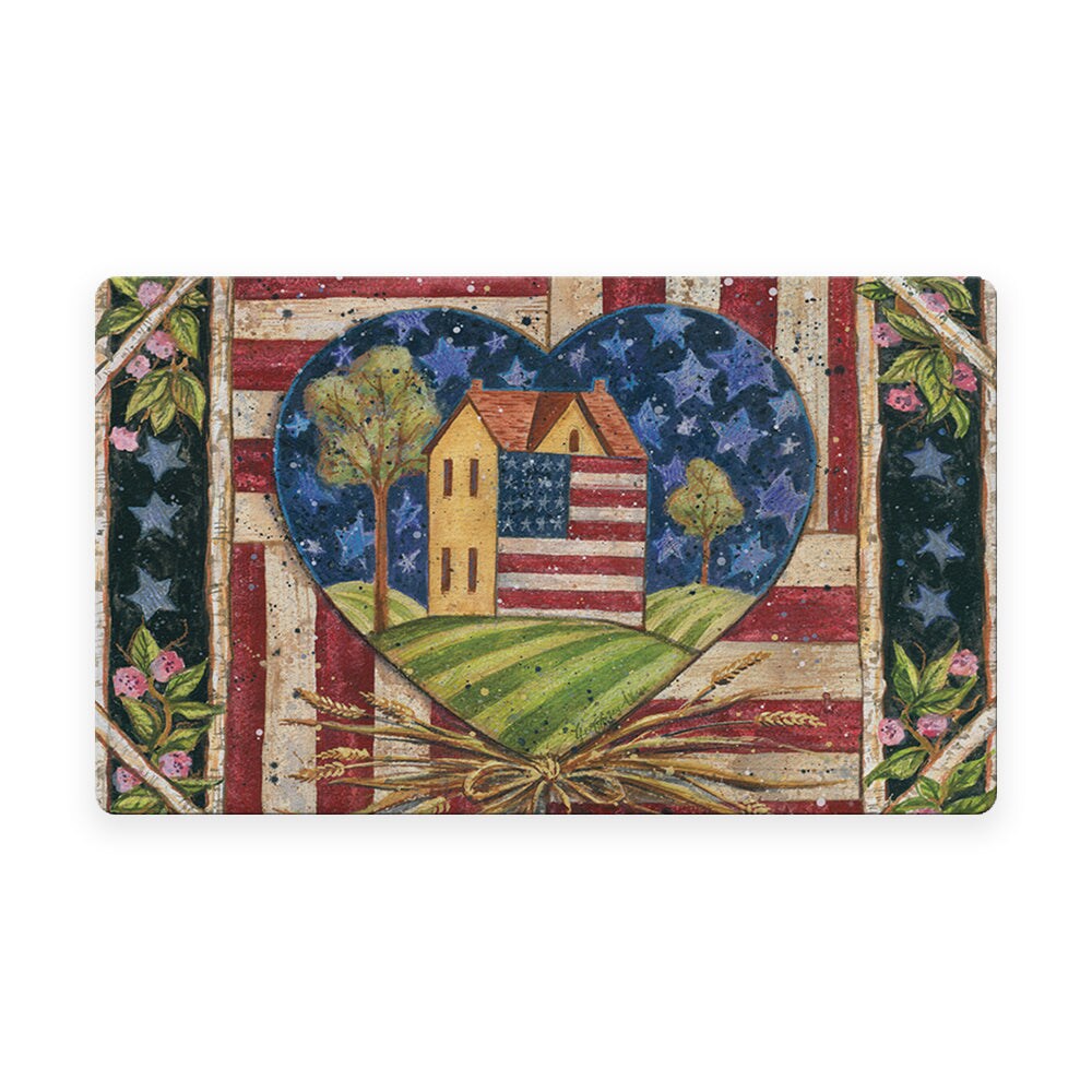 American Folk Heart Door Mat (18 x 30&#x22;)