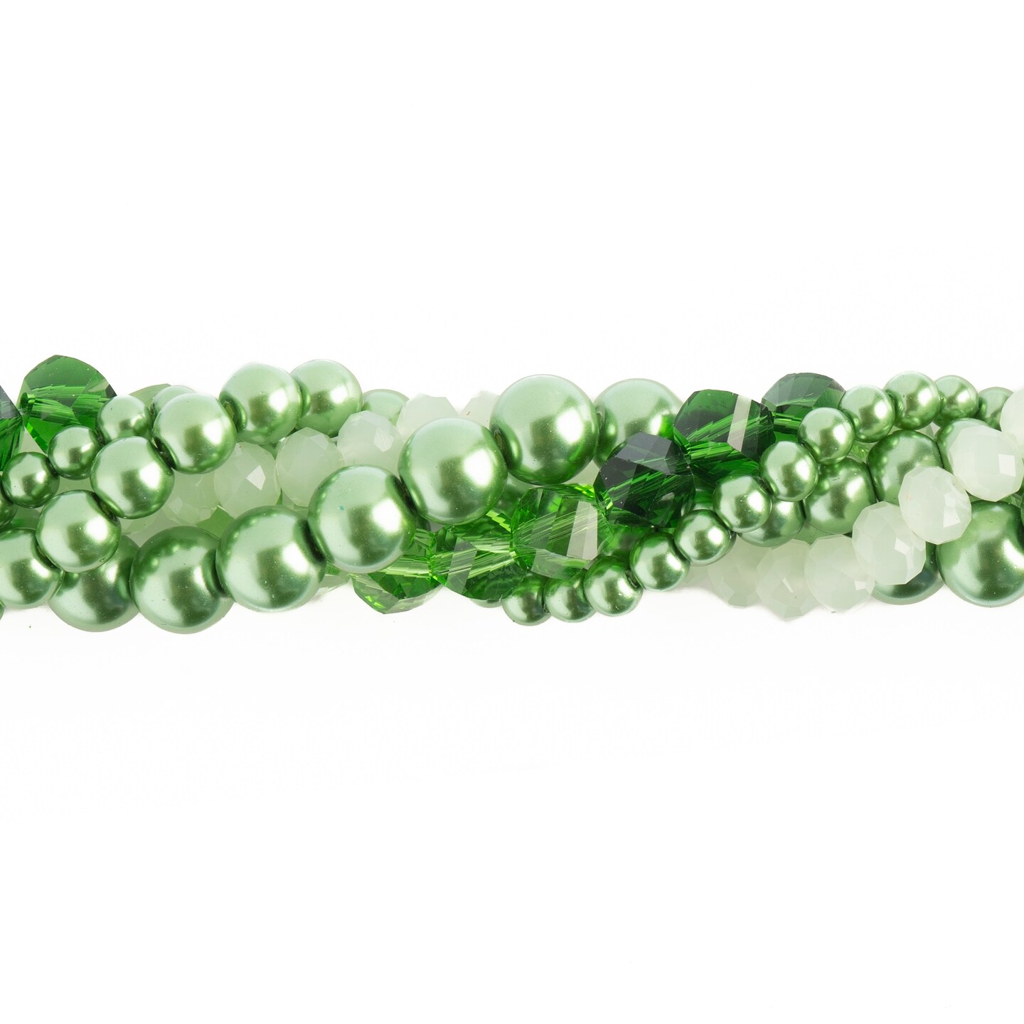 Crystal Lane DIY Fern Twisted Glass &#x26; Pearls Beads, 5 Strands