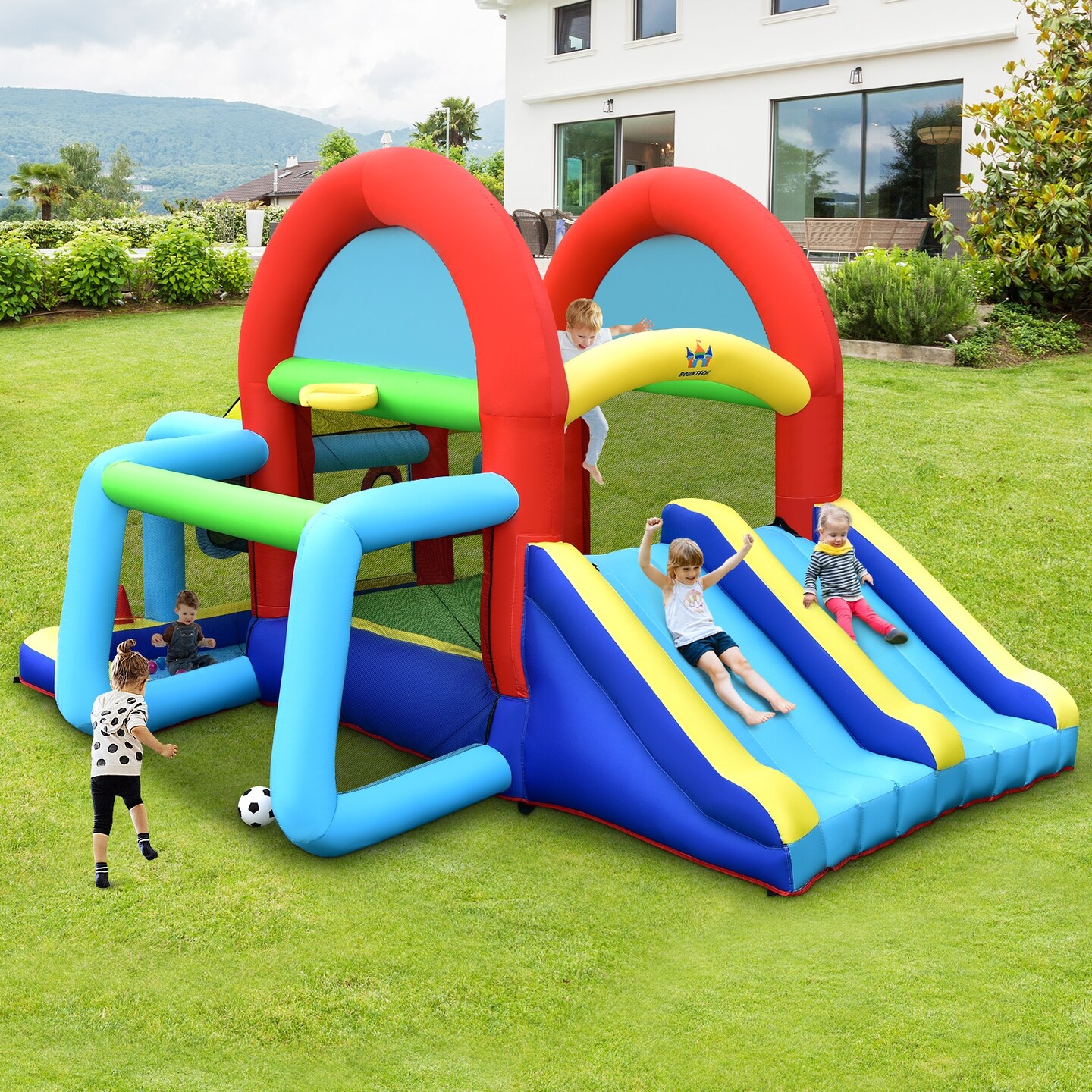 Inflatable Jumping Castle Bounce House with Dual Slides