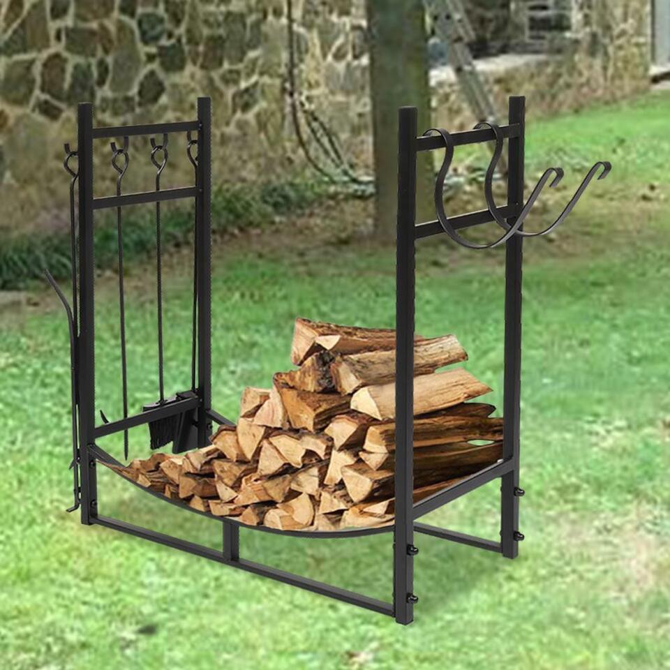 Outdoor Firewood Log Fireplace Storage Holder Heavy