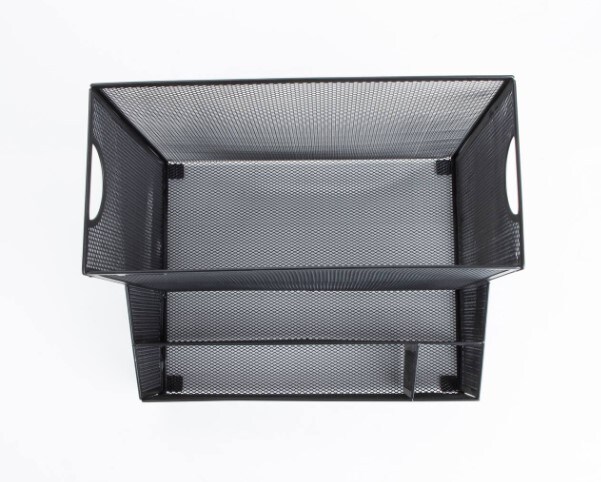 Network Collection, 4-Compartment Desktop Organizer, Vertical File Storage, Letter Size, Document Holder, 3 Accessory Storage Compartments, Metal Mesh, 12.15" L x 9.5" W x 9.5" H, Black