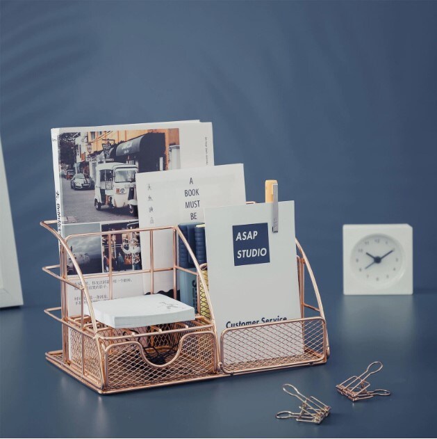 Pen Holder Desk Organizers with Drawer Desktop Organizer Mesh Desk Organizer