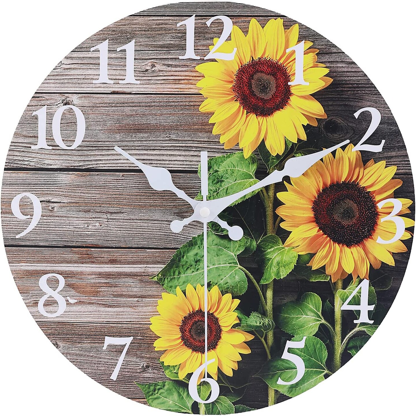 10 Inches Round Sunflower Wall Clock for Kitchen