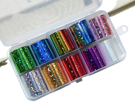 Kitcheniva Holographic Nail Foils DIY Art Transfer Stickers Set of 10