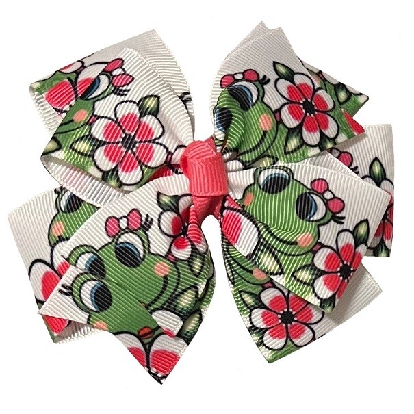 Frog Pinwheel Hair Bow
