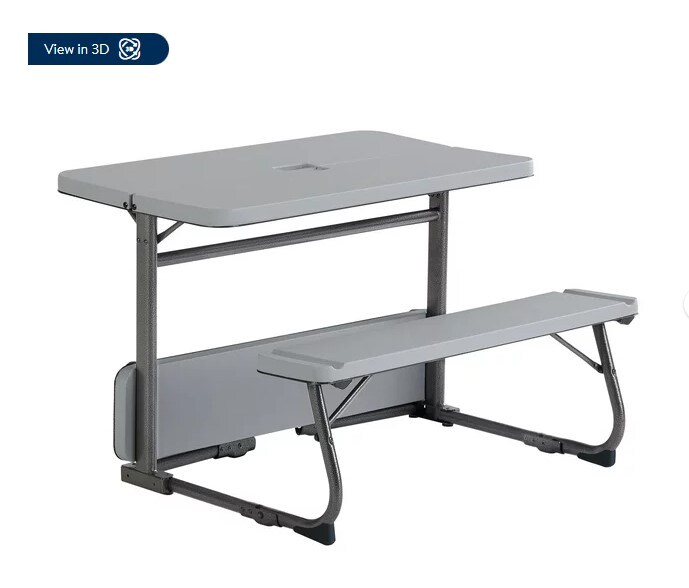 Gray Folding Kid's Activity Table for Children Ages 3 to 8, 33.11" x 40.94" x 21.85"