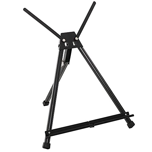 15" to 21" High Adjustable Black Aluminum Tabletop Display Easel with Extension Arm Wings - Portable Artist Tripod Folding Frame Stand - Holds Canvas, Paintings, Books, Photos, Signs