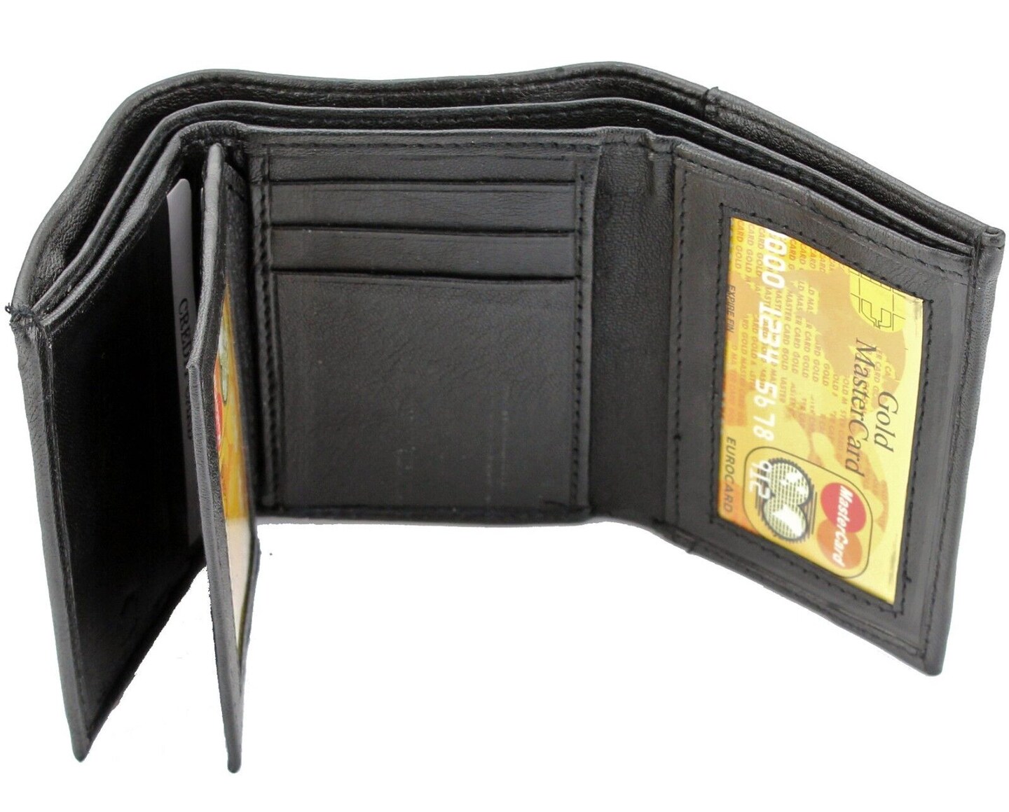 Kitcheniva Men&#x27;s Black Genuine Leather Trifold Wallet