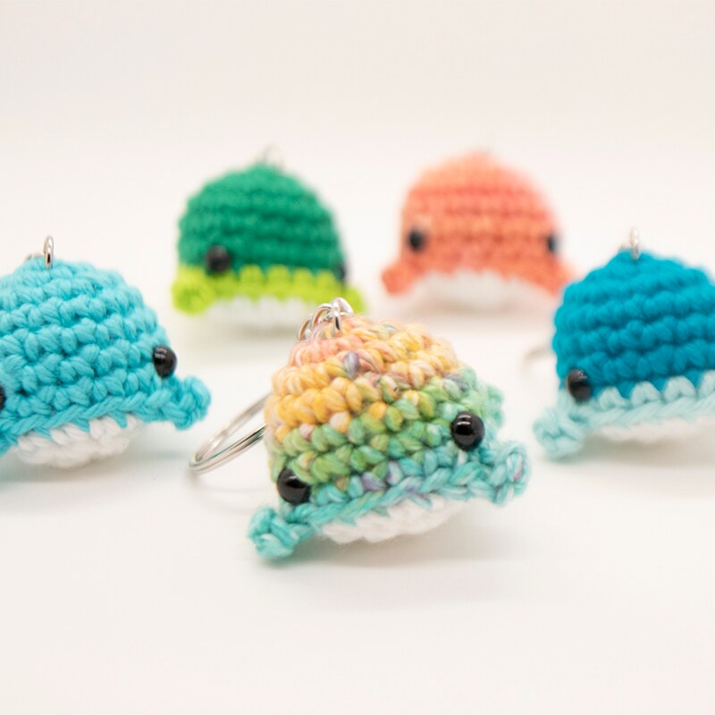 Whale Crochet Keychain | Handmade | Teen Gift | Miniature Animal | Amigurumi | Orange | Blue | Color Changing | Ocean by Woolcroft 270711606675193857