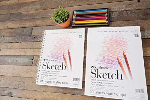 100 Sheets,  Sketch Pad, 9x12 inch, Tape Bound - Artist Sketchbook for Drawing, Illustration, Art Class Students