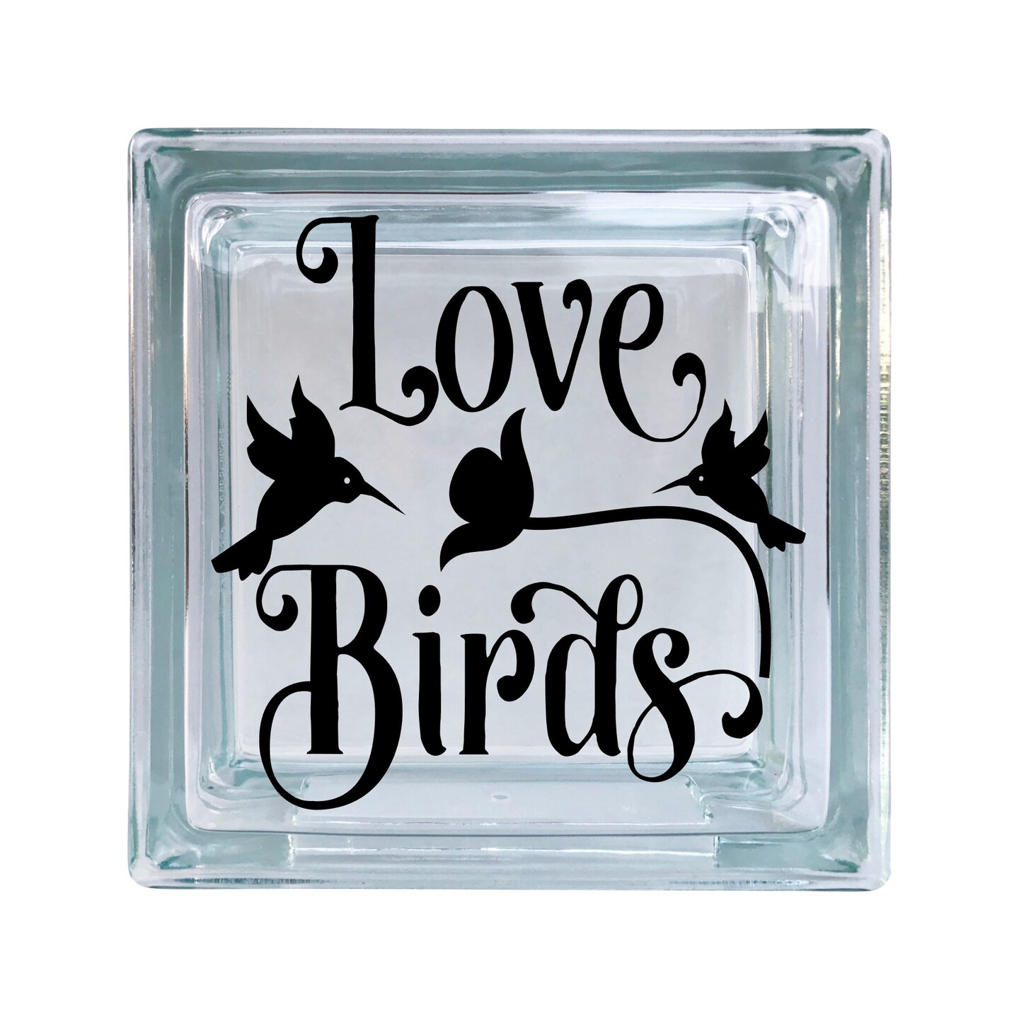 Love Birds Vinyl Decal For Glass Blocks, Car, Computer, Wreath, Tile