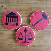 Law and Justice Cookie Stencil | C995 by Designer Stencils | Cookie Decorating Tools | Baking Stencils for Royal Icing, Airbrush, Dusting Powder | Reusable Plastic Food Grade Stencil for Cookies | Easy to Use &#x26; Clean Cookie Stencil