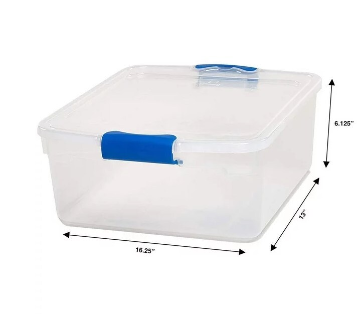 15.5 Qt Plastic Stackable Storage Containers with Lids, Clear (4 Pack)