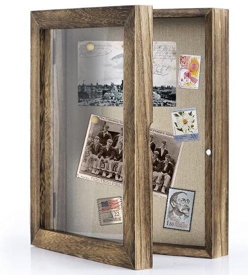 8X8 Shadow Box Frame Display Case with Letter Stickers, Display