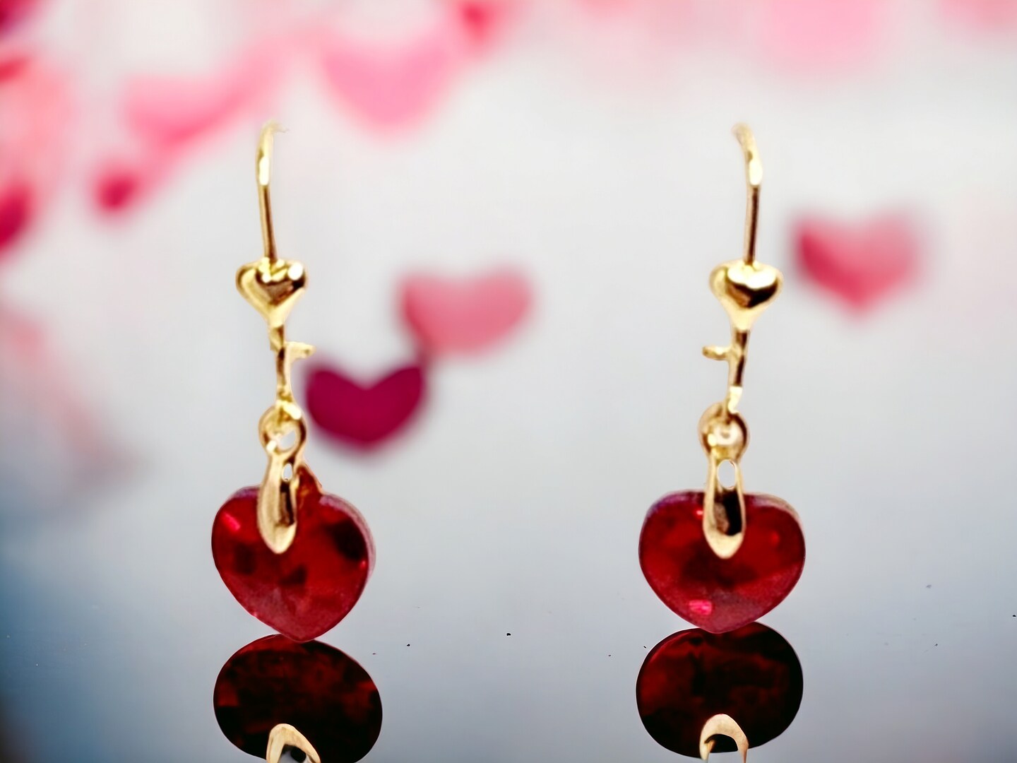 Red crystal sales heart earrings