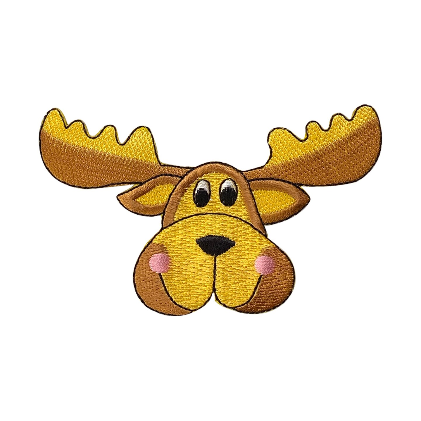 Moose with Pink Cheeks, Animals, Embroidered, Iron on Patch
